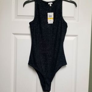 Black Glitter Dressy Holiday Bodysuit